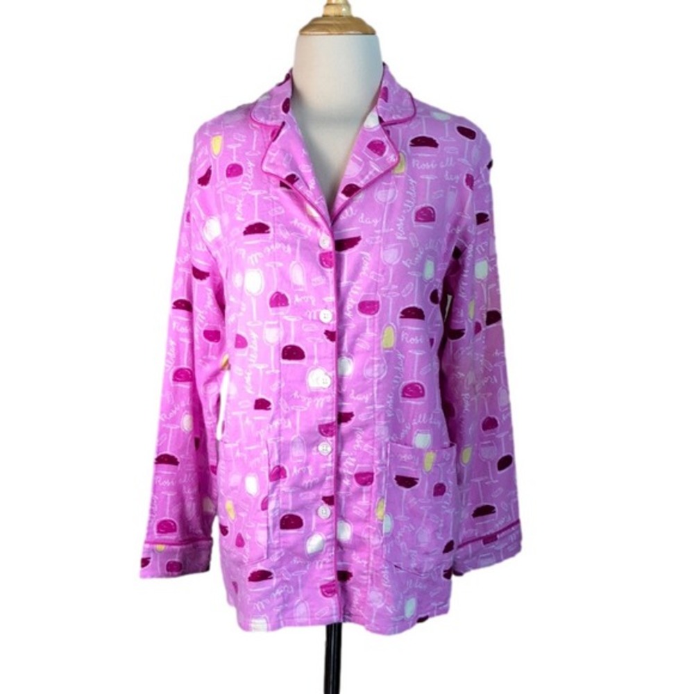LIVE LOVE LOUNGE Karen Neuburger XS Pink Rose' All Day Cozy PJ Top Sleepshirt